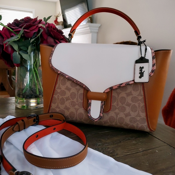 LAST CHANCE❗RARE Coach Courier Colorblock Genuine Snakeskin Crossbody - Picture 9 of 16